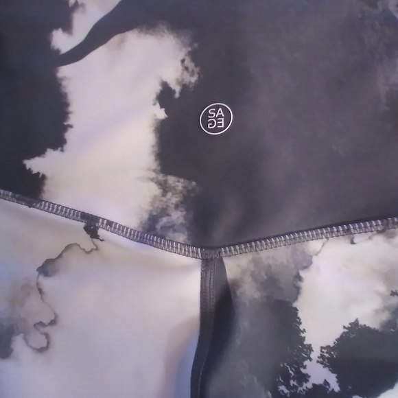 Sage Collective Gray and Black Leggings Marble Design Size M Exercise Athleisure - Picture 2 of 7